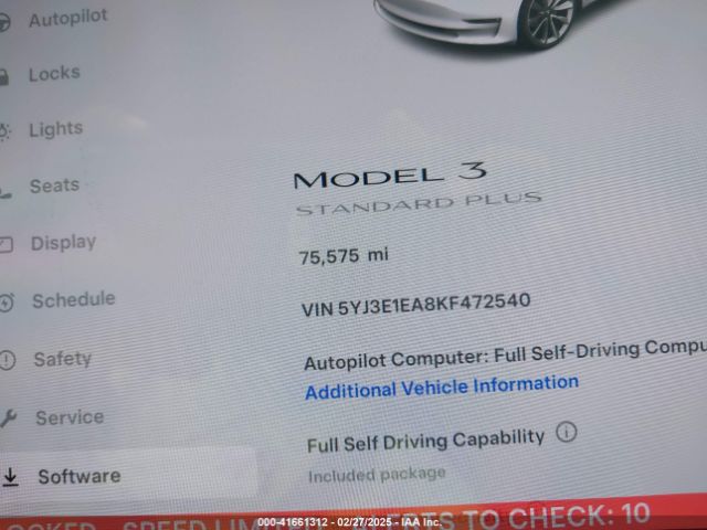 5YJ3E1EA8KF472540 Tesla Model 3 Long Range/mid Range/standard Range/standard Range Plus