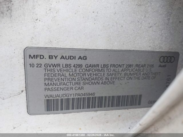 WAUAUDGY1PA045946 Audi A3 Premium 40 Tfsi Front-wheel Drive S Tronic