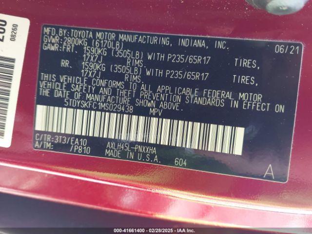 2021 TOYOTA SIENNA 5TDYSKFC1MS029438 Photo 8