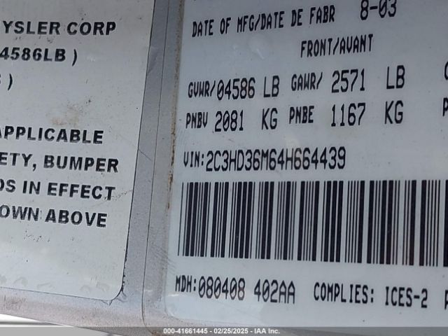 2004 CHRYSLER CONCORDE 2C3HD36M64H664439 Photo 8