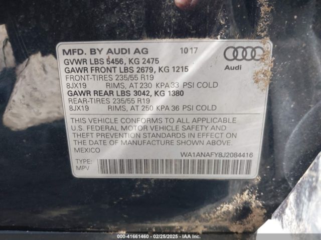 WA1ANAFY8J2084416 Audi Q5 2.0t Premium/2.0t Tech Premium