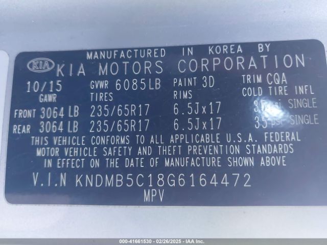 KNDMB5C18G6164472 KIA SEDONA LX
