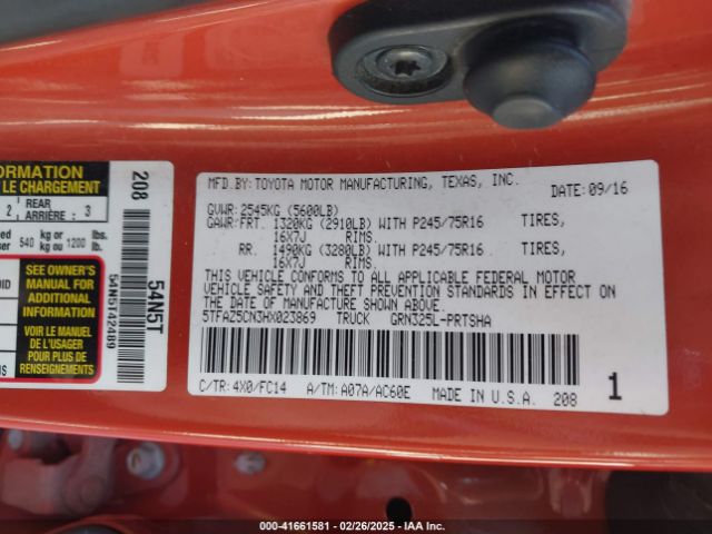 5TFAZ5CN3HX023869 Toyota Tacoma Sr5 V6