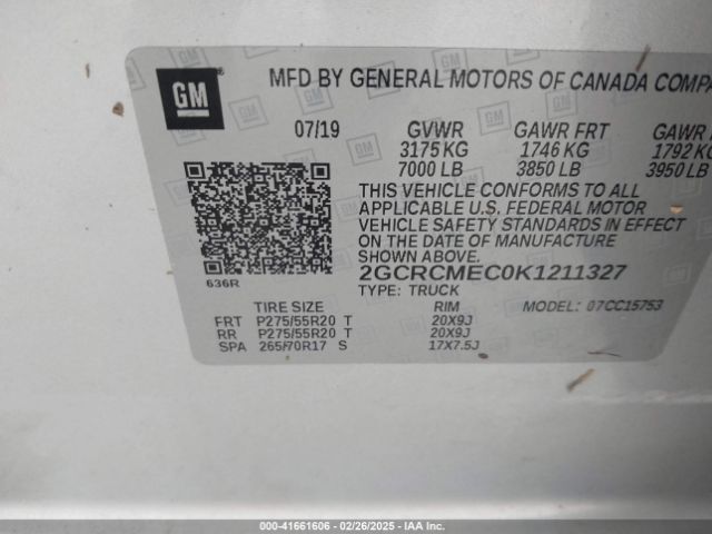 2019 CHEVROLET SILVERADO 1500 LD 2GCRCMEC0K1211327 Photo 8