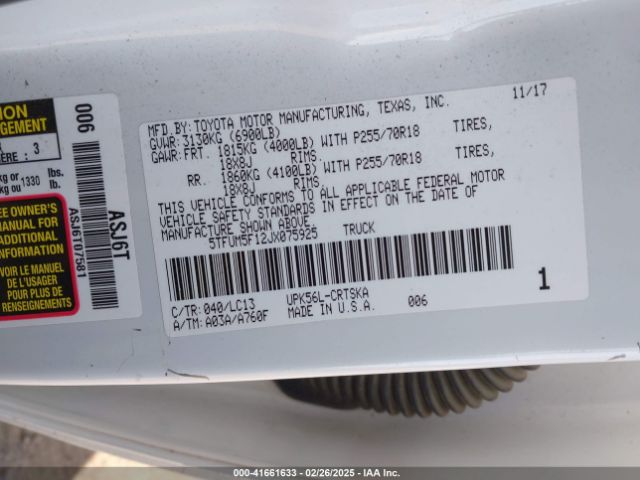 5TFUM5F12JX075925 Toyota Tundra Sr 4.6l V8