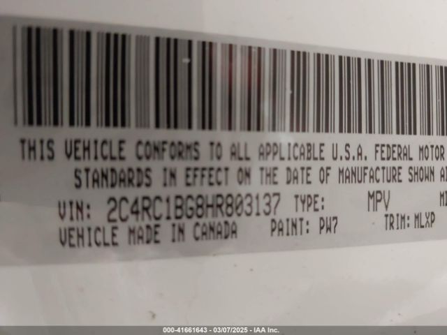 2C4RC1BG8HR803137 Chrysler Pacifica Touring-l