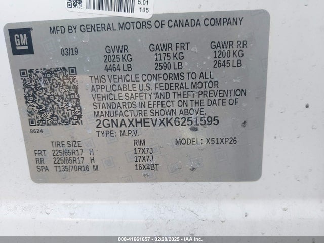 Chevrolet EQUINOX LS 2019 2GNAXHEVXK6251595 Image 9