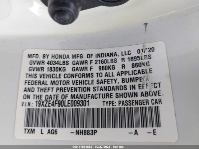 19XZE4F90LE009301 Honda Insight Touring