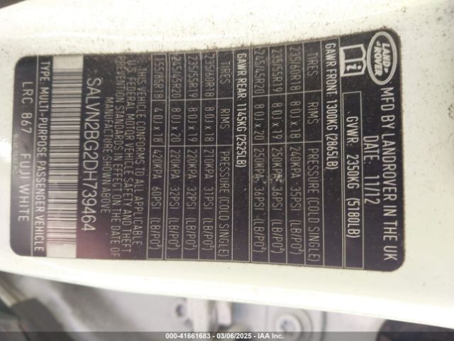 2013 LAND ROVER RANGE ROVER EVOQUE SALVN2BG2DH739464 Photo 8