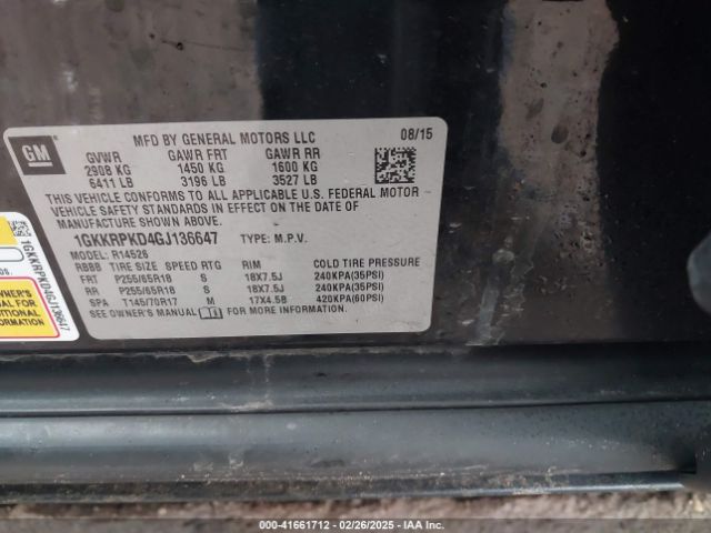 1GKKRPKD4GJ136647 GMC Acadia Sle-2