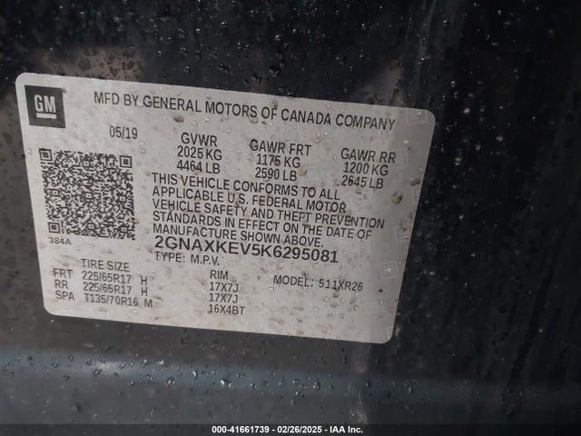 Chevrolet EQUINOX LT 2019 2GNAXKEV5K6295081 Image 9