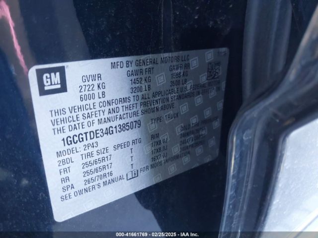 1GCGTDE34G1385079 Chevrolet Colorado Z71