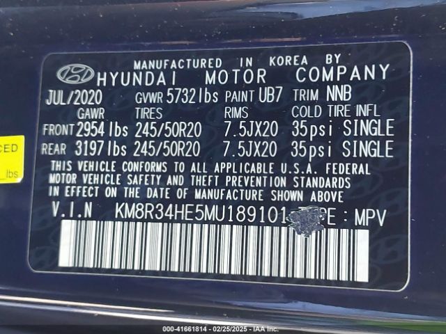 KM8R34HE5MU189101 Hyundai Palisade Sel