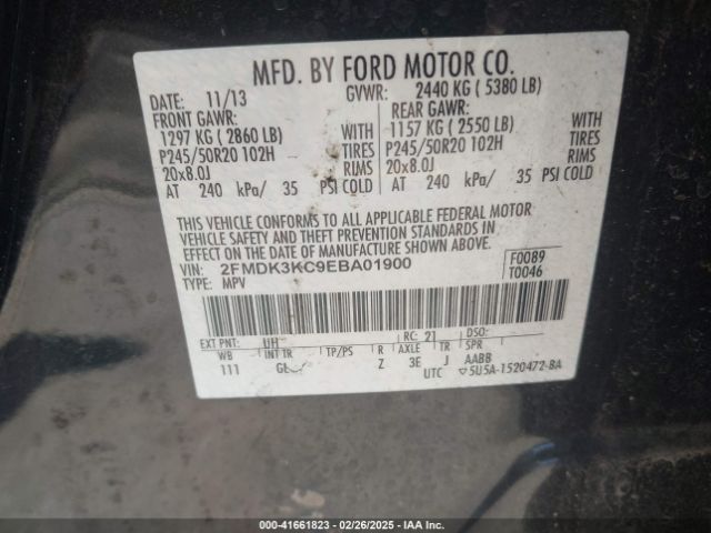 2FMDK3KC9EBA01900 Ford Edge Limited