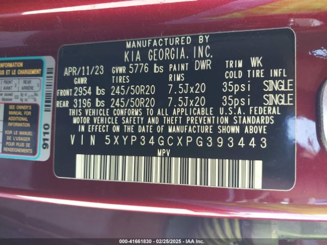 5XYP34GCXPG393443 KIA Telluride Ex
