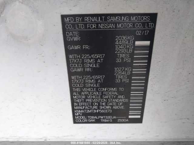 KNMAT2MT3HP560173 Nissan ROGUE S