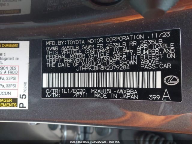 JTHP9JBH8R2079284 Lexus Ux 250h Premium