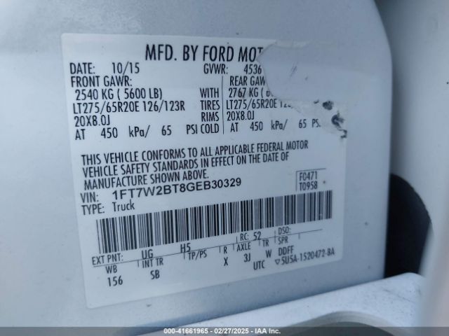 1FT7W2BT8GEB30329 Ford F-250 Lariat