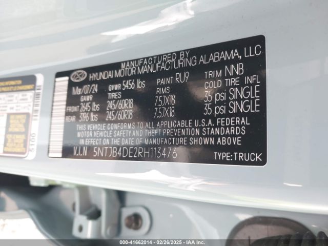 5NTJB4DE2RH113476 Hyundai Santa Cruz Sel