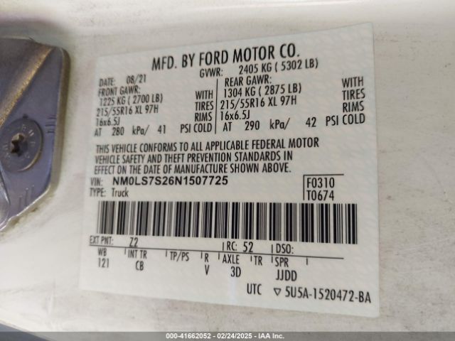 NM0LS7S26N1507725 Ford Transit Connect Xl Cargo Van