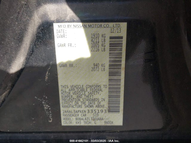 Nissan Altima 2.5 S 2014 1N4AL3APXEN335193 Image 9