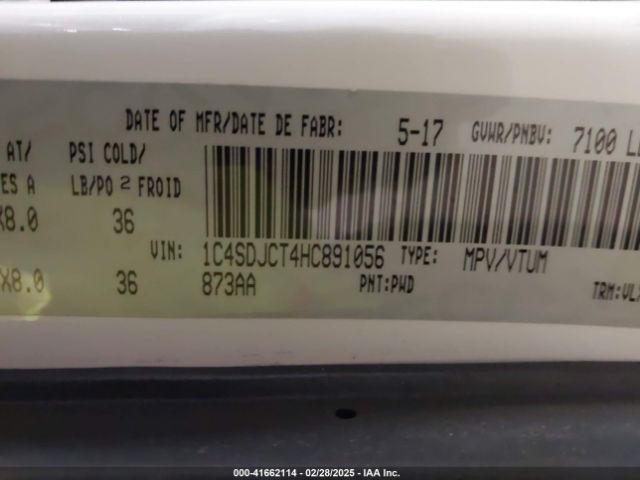 1C4SDJCT4HC891056 Dodge Durango R/t