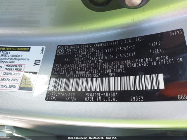 7MUCAAAG5PV051857 Toyota Corolla Cross Le