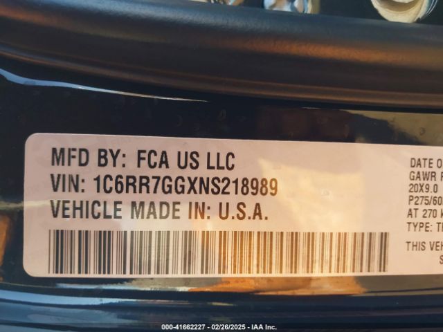 1C6RR7GGXNS218989 RAM 1500 Classic Warlock  4x4 6'4 Box