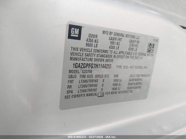 Chevrolet Express 3500 Lt 2017 1GAZGPFG7H1144255 Image 9