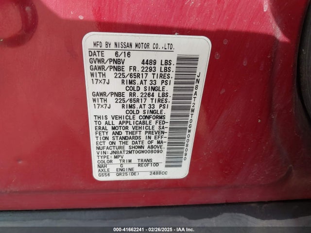 JN8AT2MT0GW008090 Nissan ROGUE S