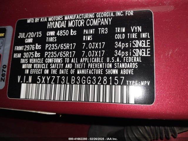 5XYZT3LB3GG328157 Hyundai Santa Fe Sport 2.4l