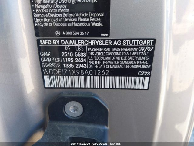 2008 MERCEDES-BENZ CL 550 WDDEJ71X98A012621 Photo 8