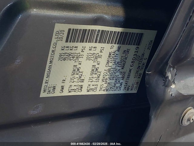 5N1AT3BB6MC680319 Nissan Rogue Sv Intelligent Awd