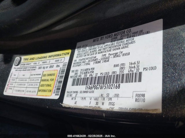 1FA6P0G76F5102168 Ford FUSION S