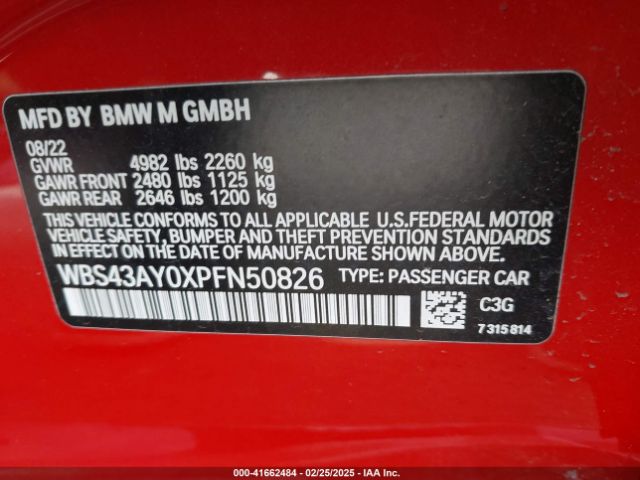 2023 BMW M3 WBS43AY0XPFN50826 Photo 8