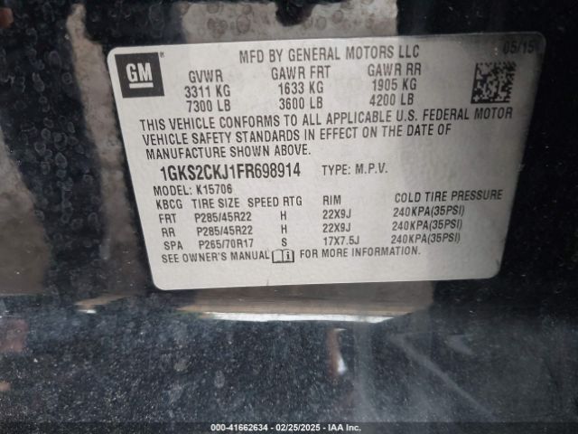 1GKS2CKJ1FR698914 GMC YUKON DENALI