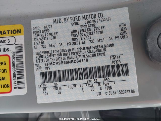 3FMCR9B66NRD84118 Ford Bronco Sport Big Bend
