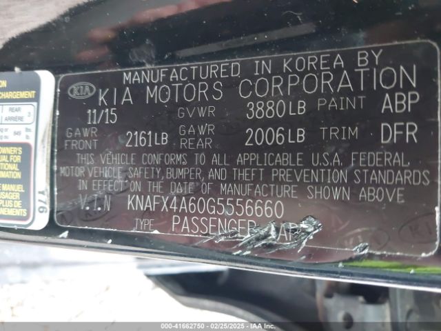 KNAFX4A60G5556660 KIA FORTE LX