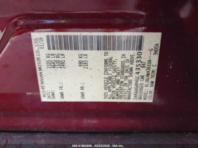 1N4AA6AP4GC435330 Nissan Maxima 3.5 Platinum