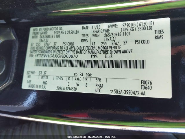 Ford F-150 Xlt 2016 1FTEW1C8XGKD03670 Image 9