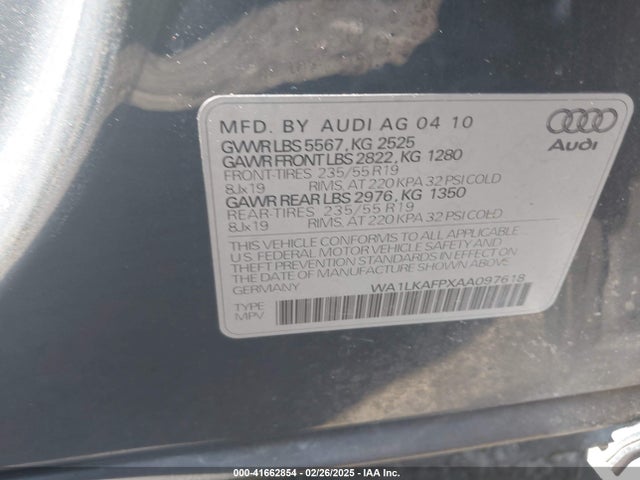 2010 AUDI Q5 WA1LKAFPXAA097618 Photo 8