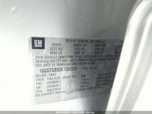 1GCGTCE33G1202233 Chevrolet Colorado Lt