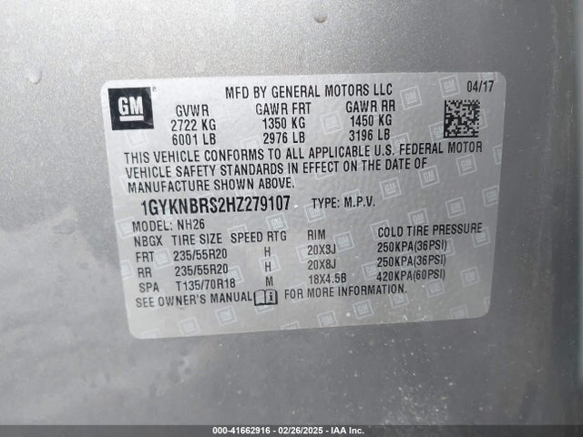 2017 CADILLAC XT5 1GYKNBRS2HZ279107 Photo 8