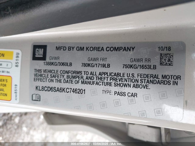 Chevrolet Spark 1lt Cvt 2019 KL8CD6SA6KC746201 Image 9