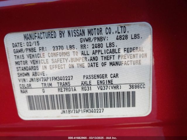 JN1BV7AP1FM340227 Infiniti Q50 Premium/sport