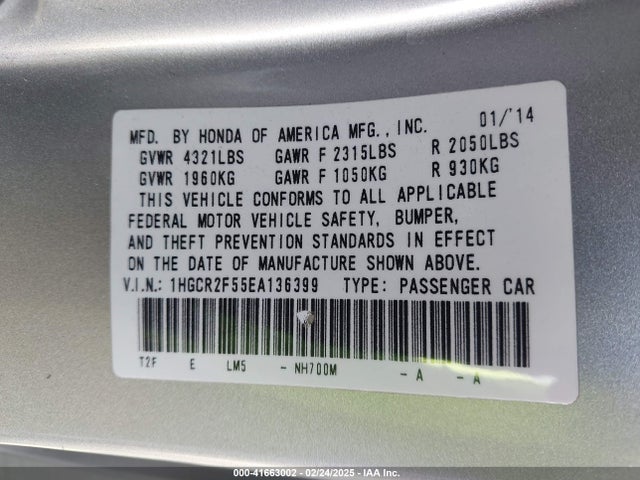 Honda Accord Sport 2014 1HGCR2F55EA136399 Image 9