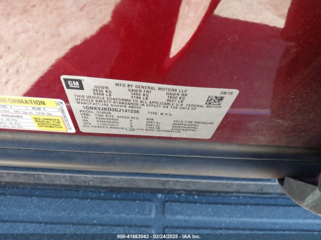 1GNKVJKD3GJ141236 Chevrolet Traverse Ltz