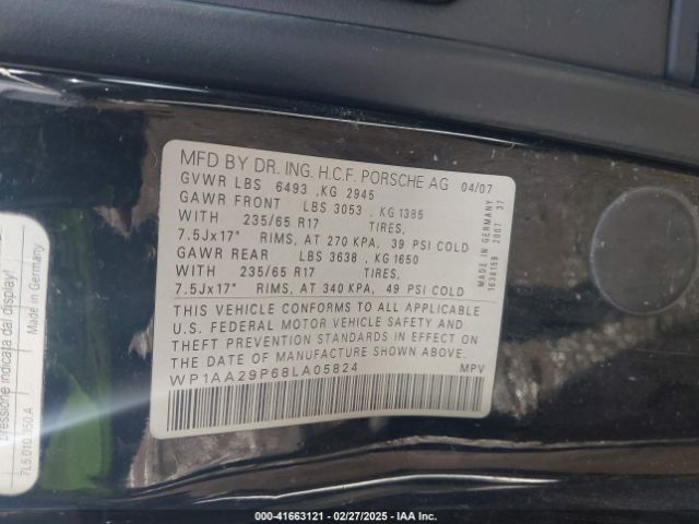 2008 PORSCHE CAYENNE WP1AA29P68LA05824 Photo 8