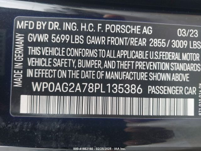 2023 PORSCHE PANAMERA WP0AG2A78PL135386 Photo 8