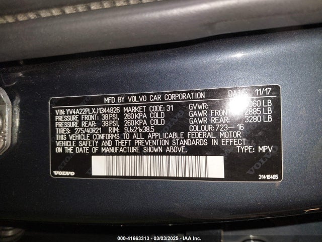YV4A22PLXJ1344826 Volvo Xc90 T6 Inscription